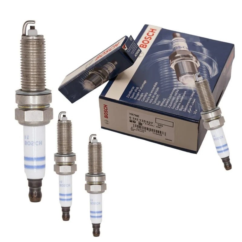 شمع خودرو بوش BOSCH YR7NE یورو 4 نیکلی پایه بلند اورجینال روسیه - بسته 4 عددی