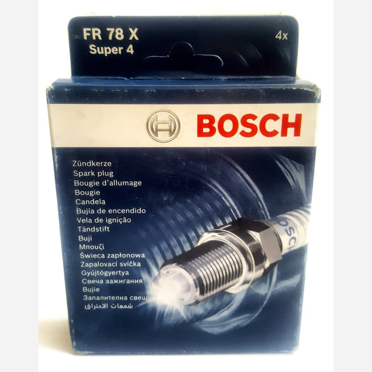 شمع BOSCH FR78X اورجینال مناسب خودروهای سازگار از جمله پژو 206، سیتروئن C3، رنو لوگان - بسته 4 عددی