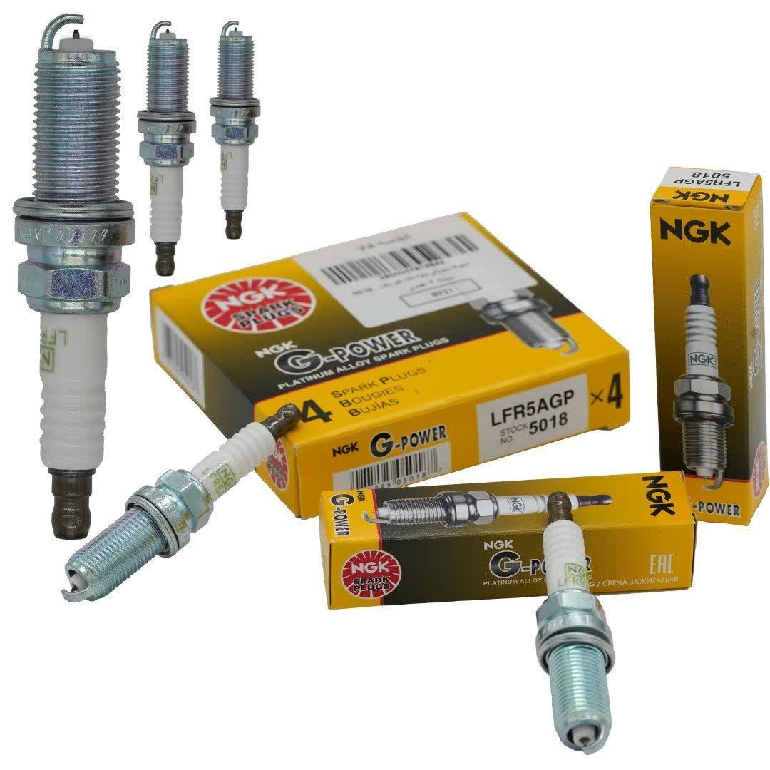 شمع خودرو NGK 5018 LFR5AGP پلاتینیوم سوزنی پایه بلند اورجینال ژاپن - بسته 4 عددی